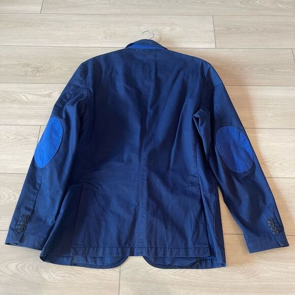 Zara Man Sport Jacket Blazer - Cobalt Blue Size 44 With Elbow Patches - Picture 2 of 11